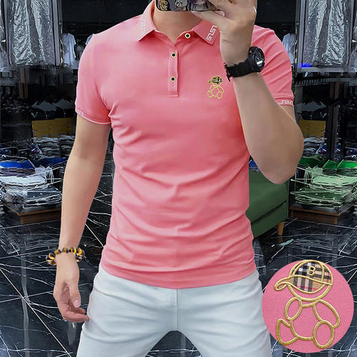 潮男欧货男装短袖Polo衫修身型时尚百搭男士上衣休闲夏季衣服    JYYP-G31#长城扁机 商品图1