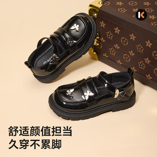 卡特兔女童公主鞋2025秋季新品黑色皮鞋女童演出鞋女孩洋气礼服鞋 商品图3