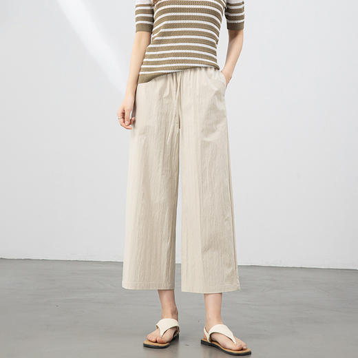 「自」全新升级【铂金会员220/天猫299/差价79】(01308)洛诗琳夏季八分直筒裤2025夏季高级感遮轻薄透气休闲女裤01308 商品图1