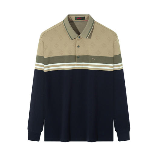 【条纹POLO衫/不变形领】柒牌polo衫男长袖秋季商务百搭翻领T恤129T70520 商品图4