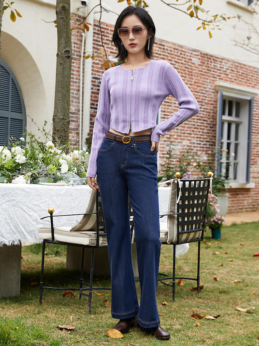 复古回潮！经典深蓝色微喇牛仔裤 显瘦显腿长必备 商品图1