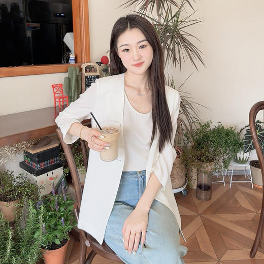 火桐hooton 重磅25姆米乔缎V领真丝西装774048 商品图0