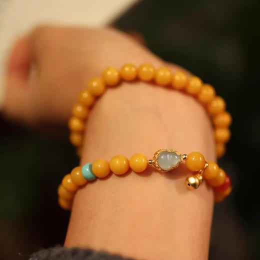 【普陀】天然鸡油黄蜜蜡佛珠手串 -普陀山发出 商品图4