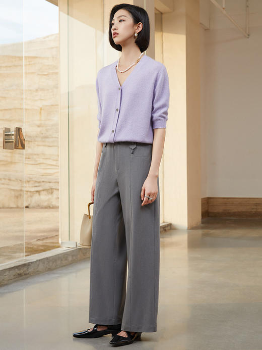 秋季新款卡其色阔腿西装裤女 高腰垂坠感直筒拖地休闲长裤 商品图1