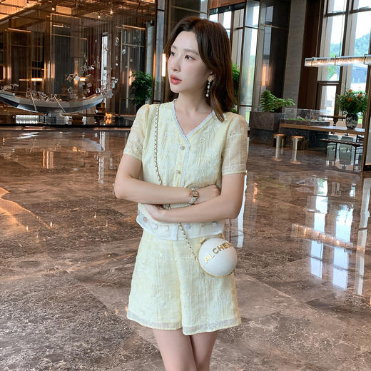 奢姿大码女装2026夏季波西米亚风两件套胖妹妹减龄花边V领套装9952922159 商品图2