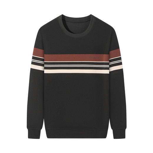 【条纹卫衣】柒牌男士圆领卫衣2025秋季格纹肌理商务套头长袖上衣129W70360 商品图4