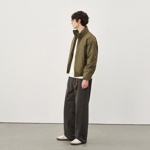 714street松紧腰毛呢男士休闲西裤垂坠感高级感秋季新款卫裤长裤 商品图3