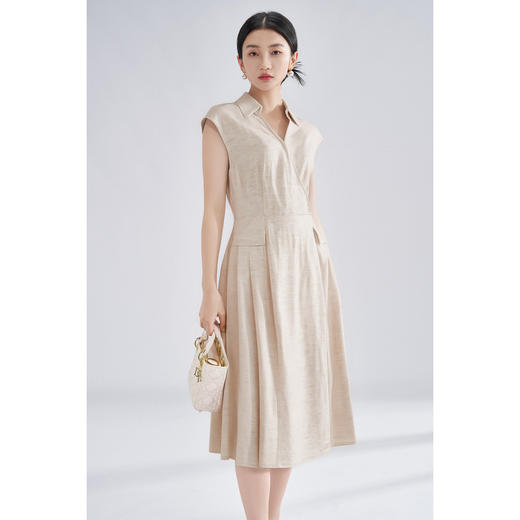 剩S/M/XL 老钱风亚麻衬衫裙 米思阳2025夏季新款知性优雅V领连衣裙高级感裙子1161 商品图3