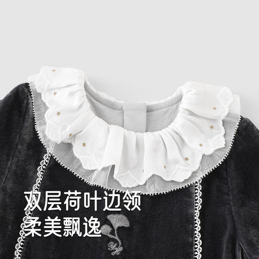 【高定系列】英氏婴儿连体衣秋季新款女宝宝绒纱外出洋气长袖哈衣 商品图2