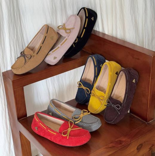 【澳洲品牌】EVERAU豆豆鞋女夏新款平底单鞋蝴蝶结百搭真皮一脚蹬乐福鞋EA1011 商品图0