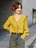 亮眼姜黄色 V 领衬衫！荷叶边设计 小众又时髦 商品缩略图0