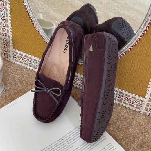 【澳洲品牌】EVERAU豆豆鞋女夏新款平底单鞋蝴蝶结百搭真皮一脚蹬乐福鞋EA1011 商品图8