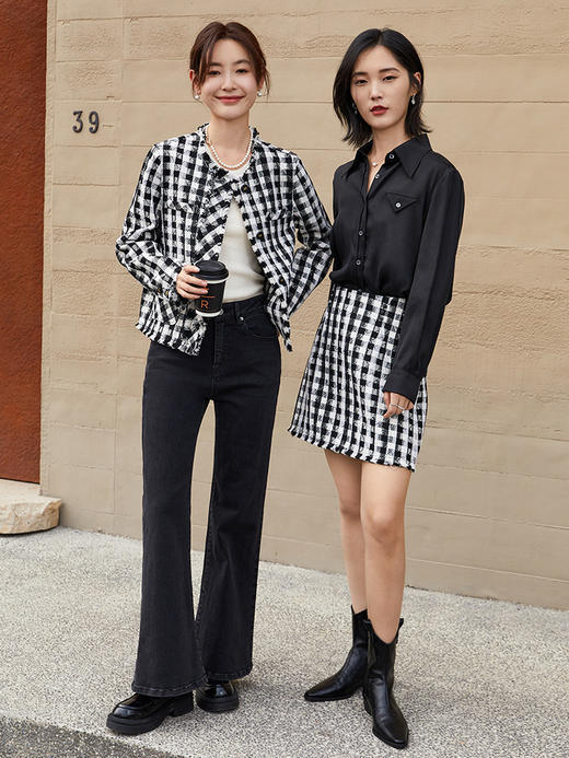 复古风黑色微喇牛仔裤女 高腰显瘦显腿长休闲长裤 商品图1