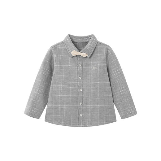 【高定系列】英氏儿童衬衫春秋长袖针织男童上衣休闲羊毛格子衫 商品图4