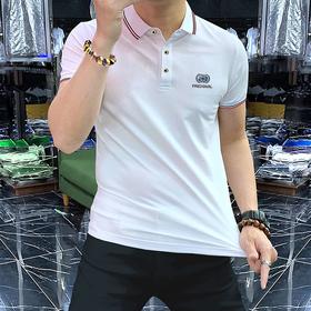 高档丝光棉珠地棉男士Polo衫立体凹凸工艺简约时尚男装   JYYP-G17#三色翻领