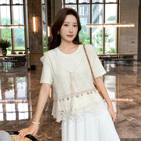 奢姿大码女装2025夏季镂空蕾丝气质两件套胖妹妹通勤时尚轻奢套装9952990445