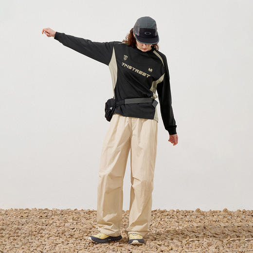 714street凉感防晒吸湿速干长袖 秋季新款复古撞色运动情侣T恤男 商品图3