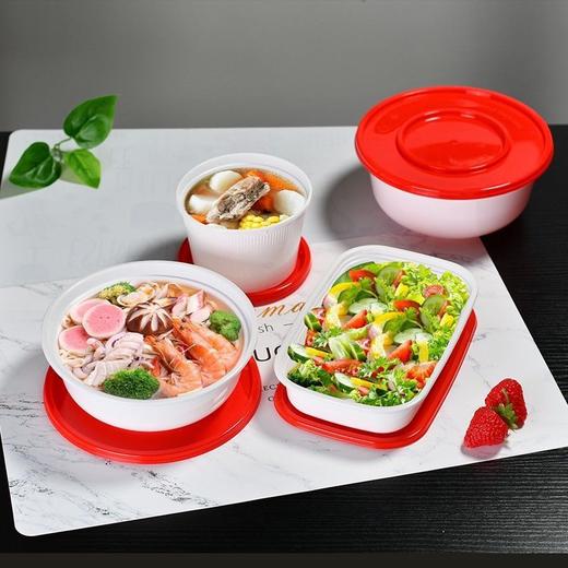 【椭圆形塑料餐盒，双色设计！】整箱美式椭圆形塑料餐盒 双色水果捞一次性外卖 烤鱼打包盒 商用淡水-QA 商品图1