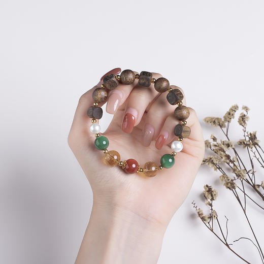 xy0454沉香+发晶珍珠多宝手串 商品图6