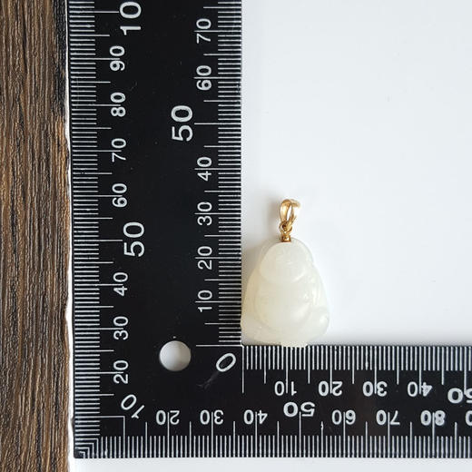 【天然正品】AU750黄金镶天然细腻新疆料一级白佛公和田玉吊坠项链33.7*19.6*10.9MM（皆取最大值）链长:45CM（长度可调节）女性现售价：1680！020725AH44 商品图7