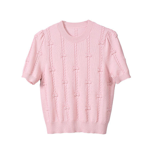 「自」全新升级【铂金会员330/天猫449/差价119】(03559)洛诗琳新款提花针织衫2025夏季慵懒羊毛圆领套头上衣女 商品图4