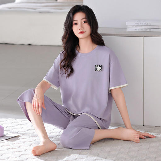 莫代尔睡衣女士短袖七分裤套装夏季凉爽时尚休闲学生可外穿家居服   JL-HYM4751/HYM4752/HYM4753/HYM4754/HYM4755 商品图0