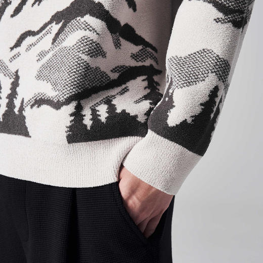 墨麦客男装新中式加绒圆领针织衫男士2024冬季新款国风加厚毛衣男 商品图3