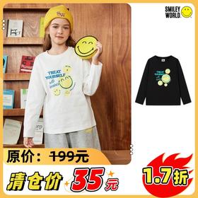 SMILEY WORLD童装圆领长袖套头上衣休闲宽松t恤S23315T002