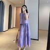 （3-5天发）秋知屿风·“桔梗紫”复古扎染褶皱亚麻背心半裙套装，褶皱肌理，扎染工艺，质直接拉满 商品缩略图1