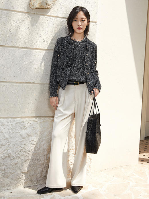 极简高级感！米白色垂坠感阔腿西裤，诠释通勤新风尚 商品图1