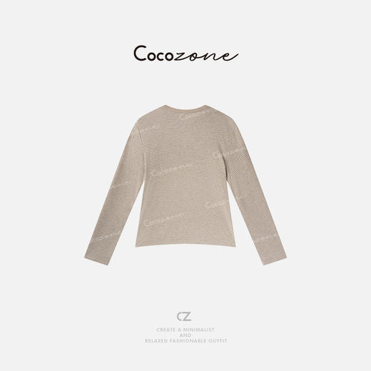 COCO ZONE 刘一一  圆领柔和条纹温暖舒适风长袖T恤 CD1A1187 商品图1