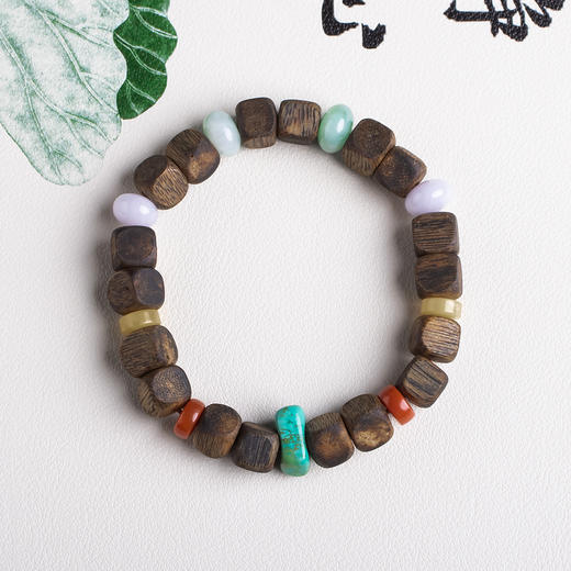 xy0455沉香+翡翠绿松石手串 商品图0