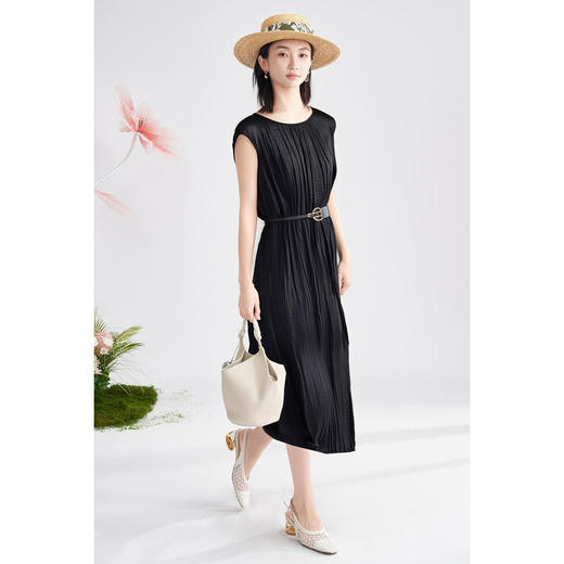 米思阳2025夏季新款优雅气质短袖连衣裙收腰显瘦设计感A字裙1127 商品图6