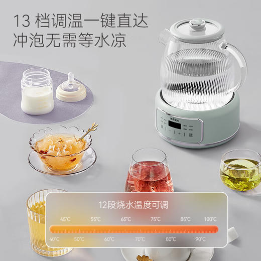 七彩叮当新款养生壶多功能家用小型办公室全玻璃煮茶器烧水花茶壶 B9001-L 滤网款 1.2L 商品图3