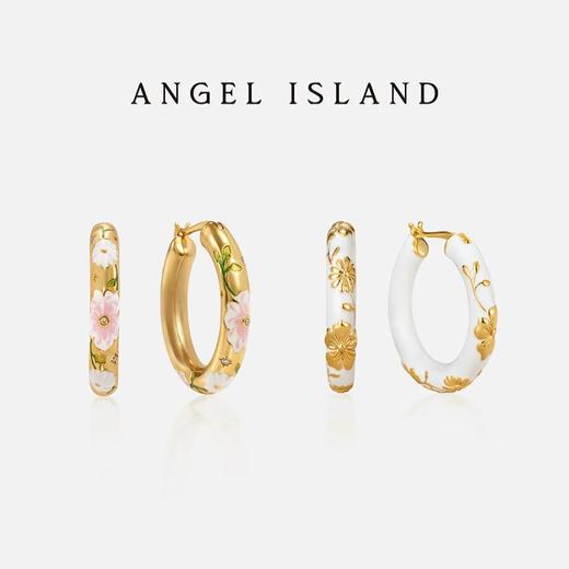 ANGEL ISLAND 「花园」彩色白色滴釉浮雕花卉耳圈气质古典耳环 商品图1