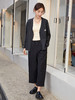 黑色阔腿九分裤女 卷边设计 适配条纹针织衫 慵懒休闲风 商品缩略图1
