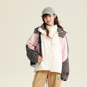 笛莎Deesha青少年女童外套2025秋季女童拼色三合一外套