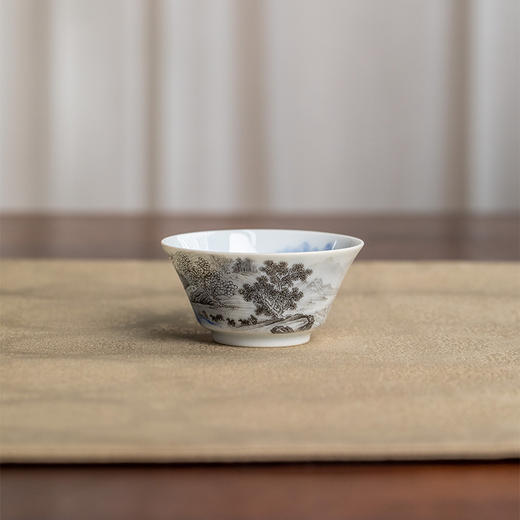一儒堂青花墨彩山水小对杯 商品图7
