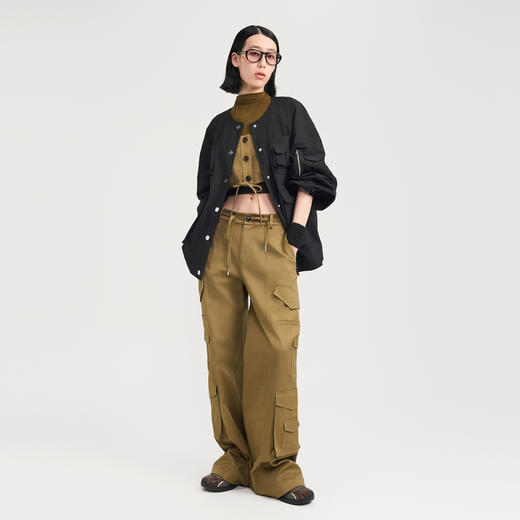 lost in echo2024秋季新款复古休闲宽松多口袋落肩圆领夹克外套女 商品图4