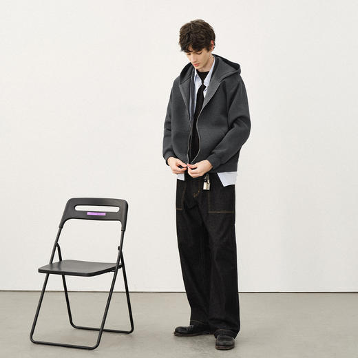 714street短宽boxy版型连帽卫衣开衫男2025秋季新款帽衫情侣外套 商品图1