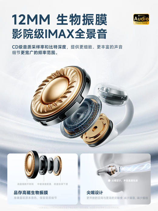 品存(picun)IPX5防水防汗兼容双设备耳夹式耳机W28 商品图3