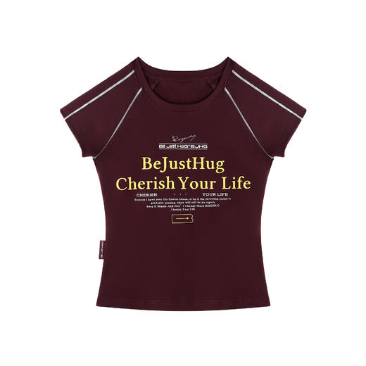 BJHG不计后果复古运动T恤短袖女装夏季撞色高级感穿搭凉感正肩T恤 商品图4