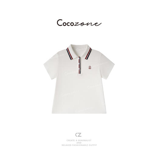 COCO ZONE 刘一一【100棉】撞色POLO领老钱风T恤 CD2A1523 商品图0