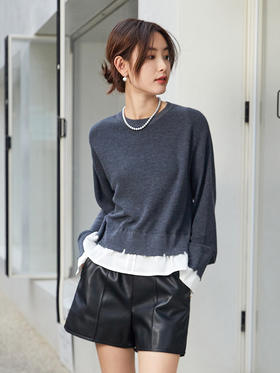 高级感拉满！深灰假两件圆领卫衣，独特拼接超吸睛