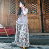 绽放旅行女装539朵/复活款·2018年苎麻印花松紧腰抽褶半身长裙女 商品缩略图2