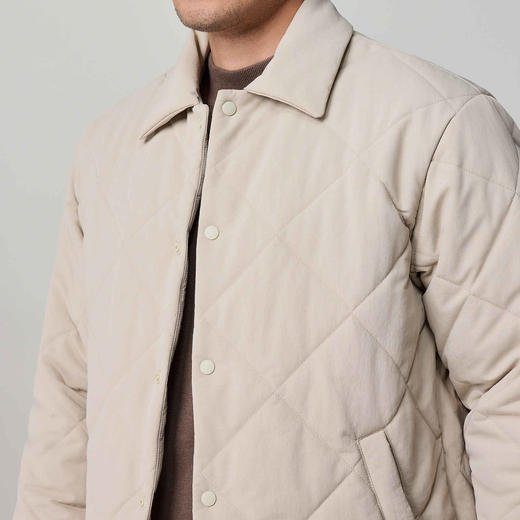 墨麦客男装新雪丽保暖翻领棉服男士2024冬季菱形格绗缝加厚外套男 商品图3