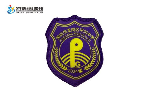 通版深圳市龙岗区平冈中学校徽服包边布标姓名贴章可缝烫现货发51 商品图1
