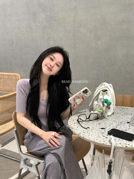 Read Nameless/冰凉纱线中袖蓝灰T 2025/7/17 商品图13