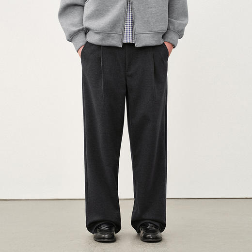 714street松紧腰毛呢男士休闲西裤垂坠感高级感秋季新款卫裤长裤 商品图0