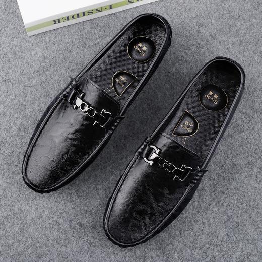 【马鞍扣一脚蹬开车鞋】豆豆鞋2025夏季男牛皮轻奢休闲皮鞋一脚蹬懒人驾车鞋男软底乐福鞋 商品图3